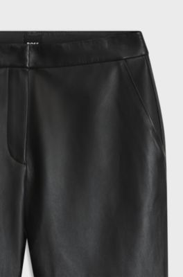 Regular-fit trousers in nappa leather, Black