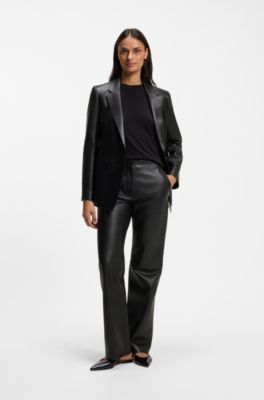Regular-fit trousers in nappa leather, Black