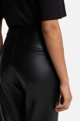 Regular-fit trousers in nappa leather, Black