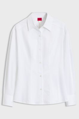 Slim-fit cotton blouse, White