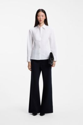 Slim-fit cotton blouse, White