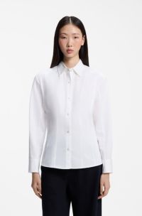 Slim-fit cotton blouse, White