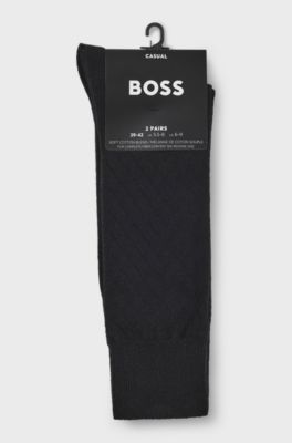 Two-pack of structured socks in a cotton blend, Black