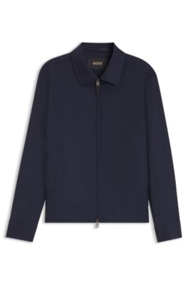 Jacke aus Schurwolle mit wasserabweisendem Finish, Dunkelblau