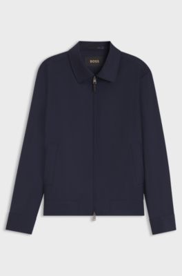 Jacke aus Schurwolle mit wasserabweisendem Finish, Dunkelblau