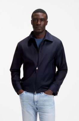 Jacke aus Schurwolle mit wasserabweisendem Finish, Dunkelblau
