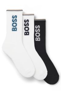 3-pack quarter-length socks, Black / White