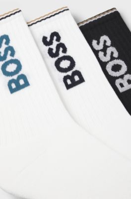 3-pack quarter-length socks, Black / White