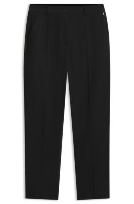 Cropped tapered-fit trousers in stretch cotton, Black