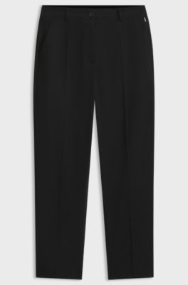 Cropped tapered-fit trousers in stretch cotton, Black