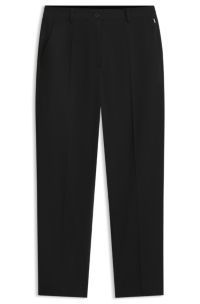 Cropped tapered-fit trousers in stretch cotton, Black
