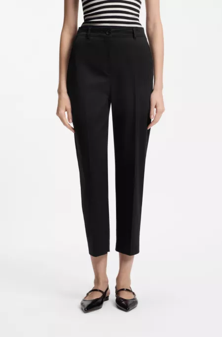 Cropped tapered-fit trousers in stretch cotton