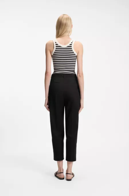 Cropped tapered-fit trousers in stretch cotton