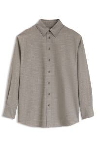 Textured virgin wool-blend relaxed-fit overshirt, Beige Patterned