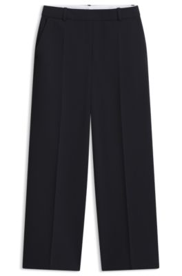 Regular-fit straight-leg trousers in Japanese crepe, Dark Blue