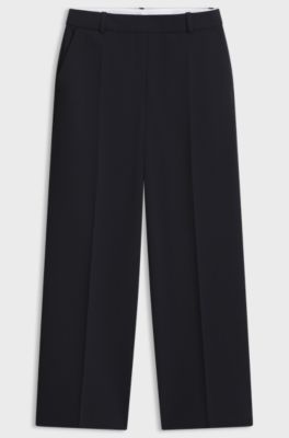 Regular-fit straight-leg trousers in Japanese crepe, Dark Blue