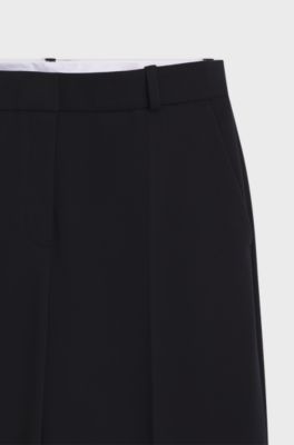Regular-fit straight-leg trousers in Japanese crepe, Dark Blue