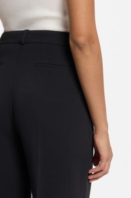 Regular-fit straight-leg trousers in Japanese crepe, Dark Blue
