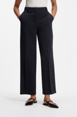Regular-fit straight-leg trousers in Japanese crepe, Dark Blue