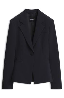 Slim-fit blazer in Japanese stretch crepe, Dark Blue
