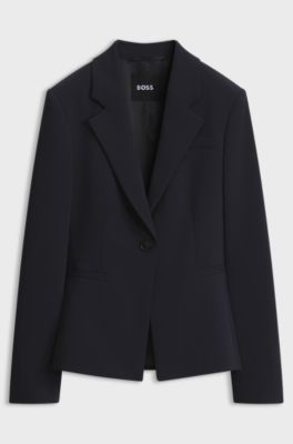 Slim-fit blazer in Japanese stretch crepe, Dark Blue