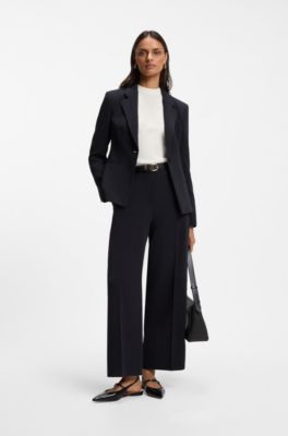Slim-fit blazer in Japanese stretch crepe, Dark Blue