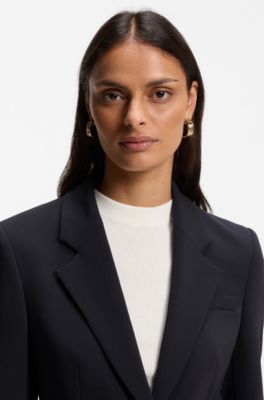 Slim-fit blazer in Japanese stretch crepe, Dark Blue