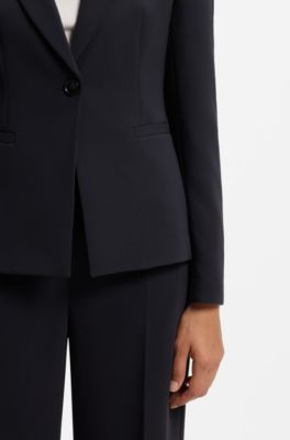 Slim-fit blazer in Japanese stretch crepe, Dark Blue