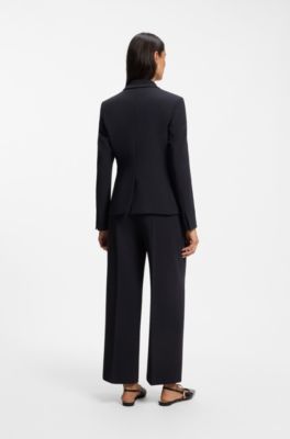 Slim-fit blazer in Japanese stretch crepe, Dark Blue