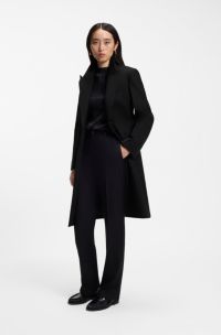 Single-breasted formal coat in wool, Black