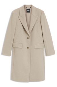 Single-breasted formal coat in wool, Light Beige