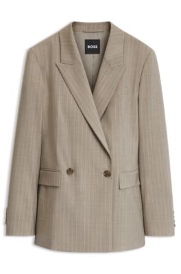 Double-breasted relaxed-fit blazer in pinstripe virgin wool, Patterned