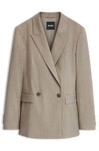 Double-breasted relaxed-fit blazer in pinstripe virgin wool, Patterned