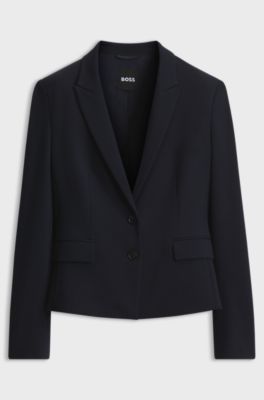 Slim-fit blazer in performance stretch jersey, Dark Blue