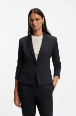 Slim-fit stretch blazer, Dark Blue