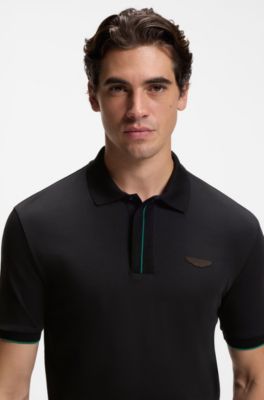 BOSS x ASTON MARTIN polo shirt in mercerised cotton, Black