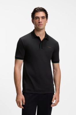 BOSS x ASTON MARTIN polo shirt in mercerised cotton, Black
