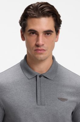 BOSS x ASTON MARTIN polo shirt in mercerised cotton, Grey