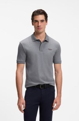 BOSS x ASTON MARTIN polo shirt in mercerised cotton, Grey