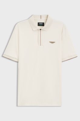 BOSS x ASTON MARTIN polo shirt in mercerised cotton, Natural