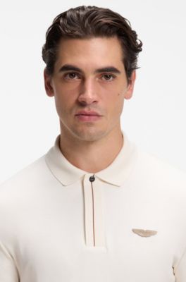 BOSS x ASTON MARTIN polo shirt in mercerised cotton, Natural