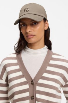 Stretch-cotton cap, Taupe