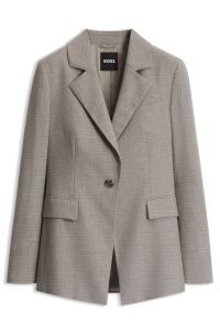Patterned slim-fit blazer in virgin wool-cotton, Grey