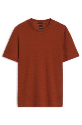 T-shirt in cotton with a 3D texture, Brown