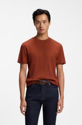 Cotton T-shirt with pattern, Brown