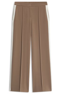 Relaxed crepe trousers, Light Brown