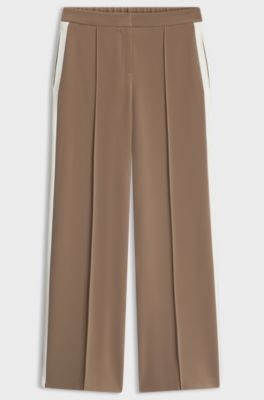 Relaxed crepe trousers, Light Brown