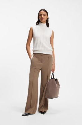 Relaxed crepe trousers, Light Brown