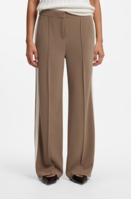 Relaxed crepe trousers, Light Brown