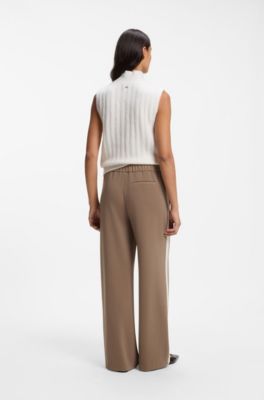 Relaxed crepe trousers, Light Brown